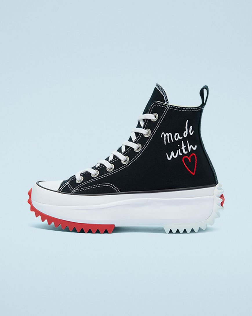 Zapatos Plataforma Converse Run Star Hike Made With Love Altas Mujer Negras Blancas Rojas | PE L84502